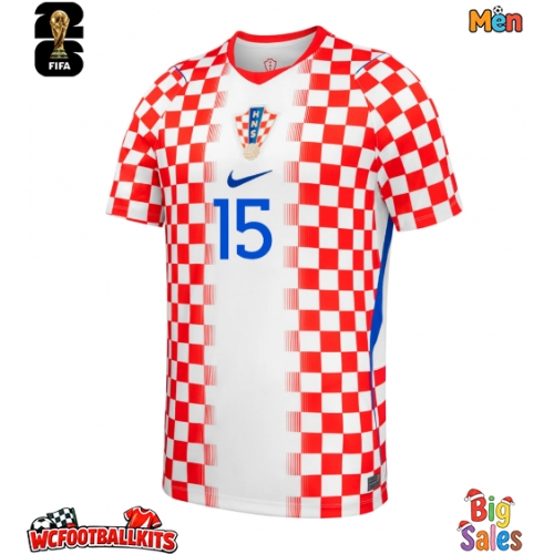 Croatia Mario Pasalic #15 Replica Home Stadium Shirt World Cup 2026 Short Sleeve